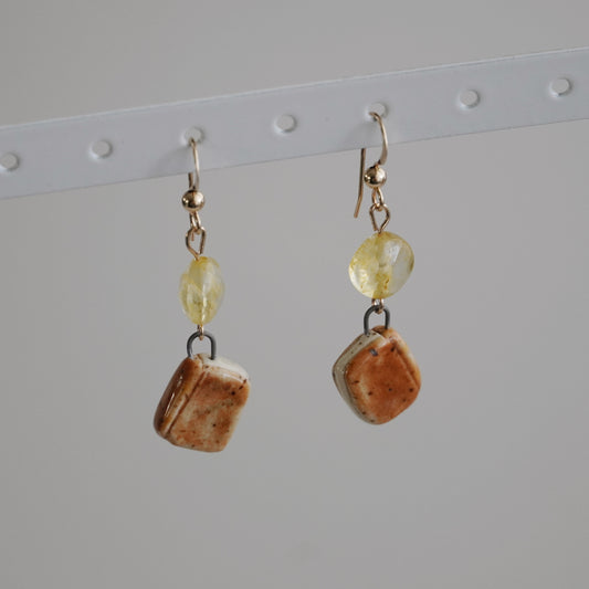 brown book earrings