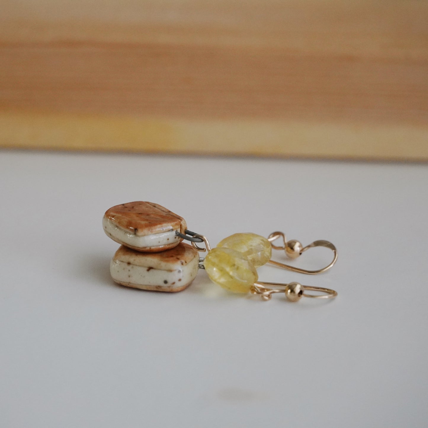 brown book earrings