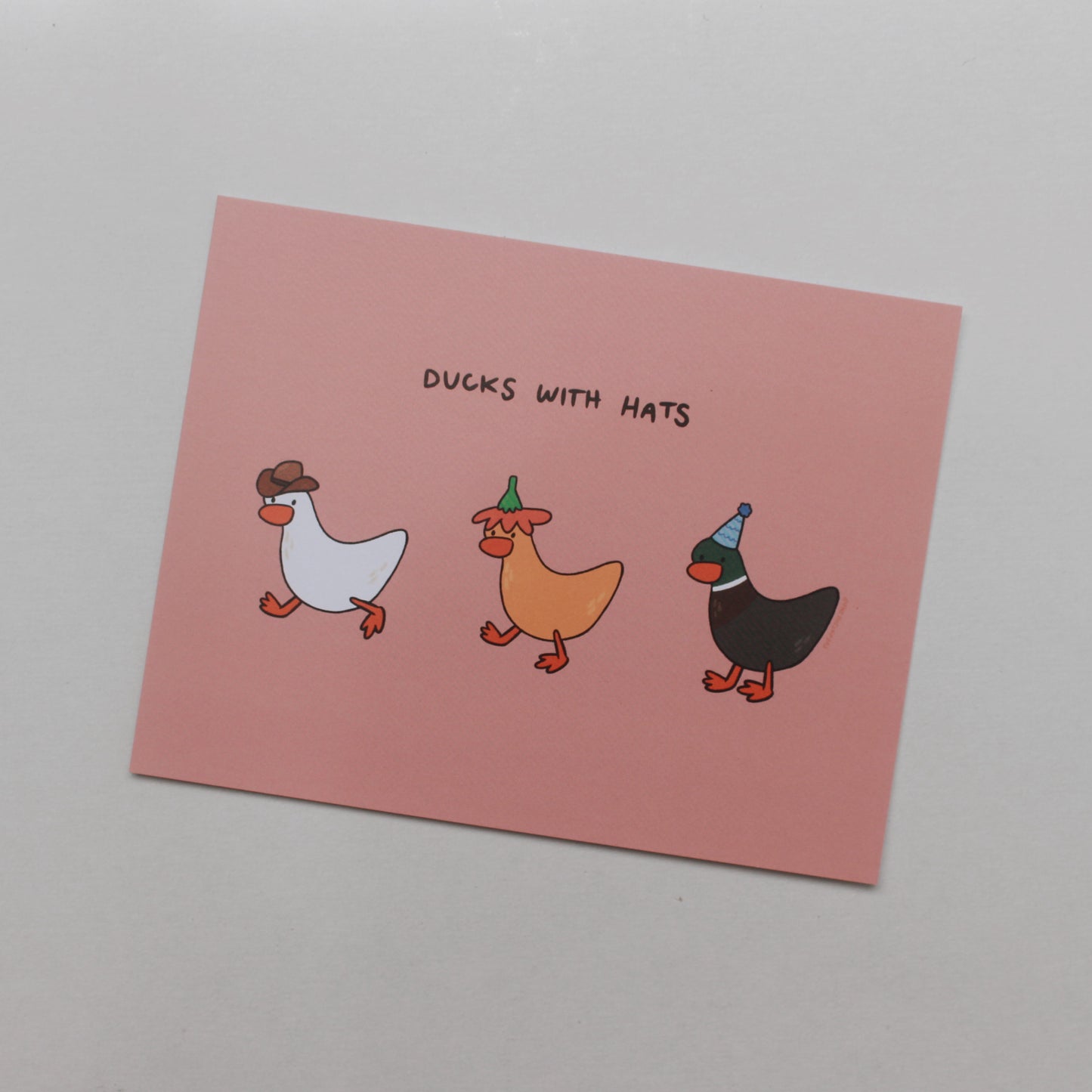 ducks with hats postcard